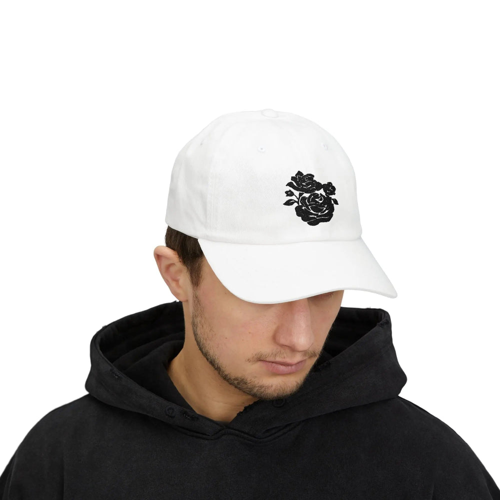 Black Rose Embroidered Dad Cap.