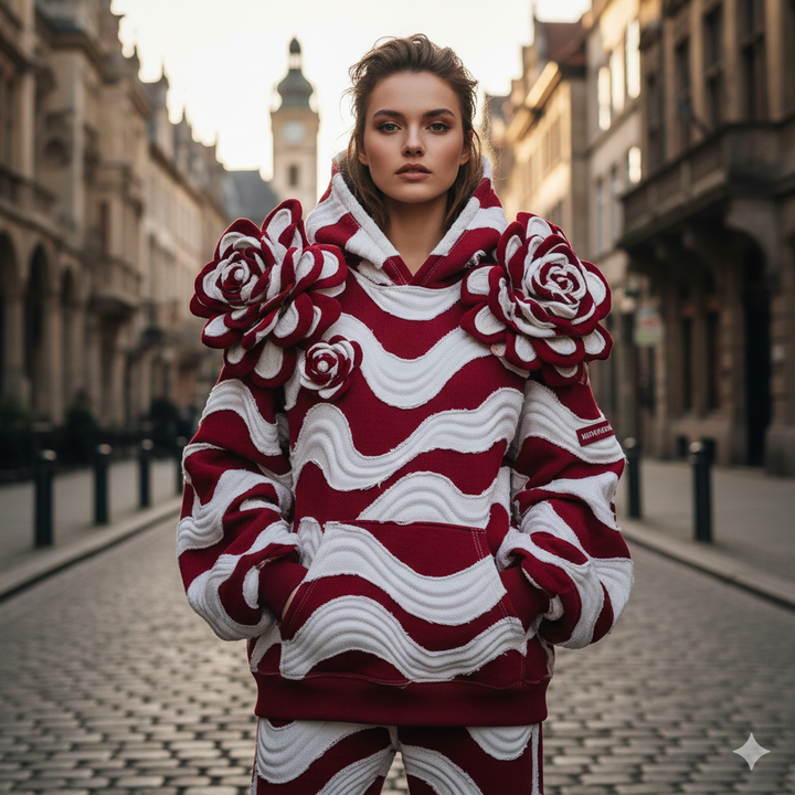 Sculpted Rose Wave Hoodie