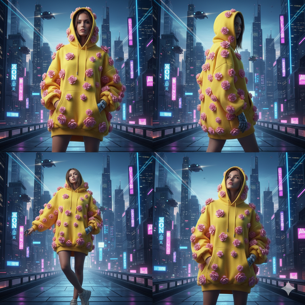 Floral Futurist Hoodie – Avant-Garde Futuristic Streetwear