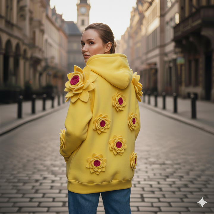 3D Rose Hoodie – Yellow