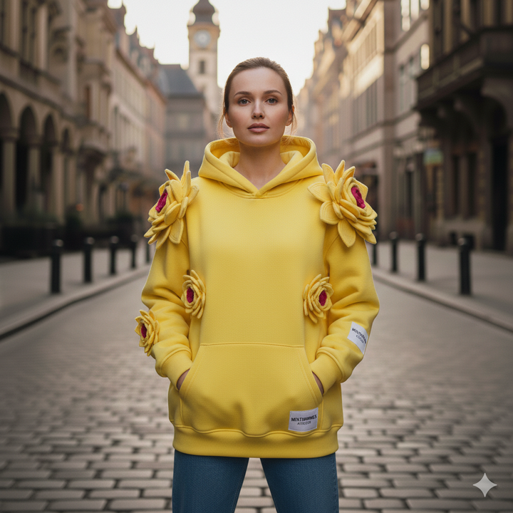 3D Rose Hoodie – Yellow