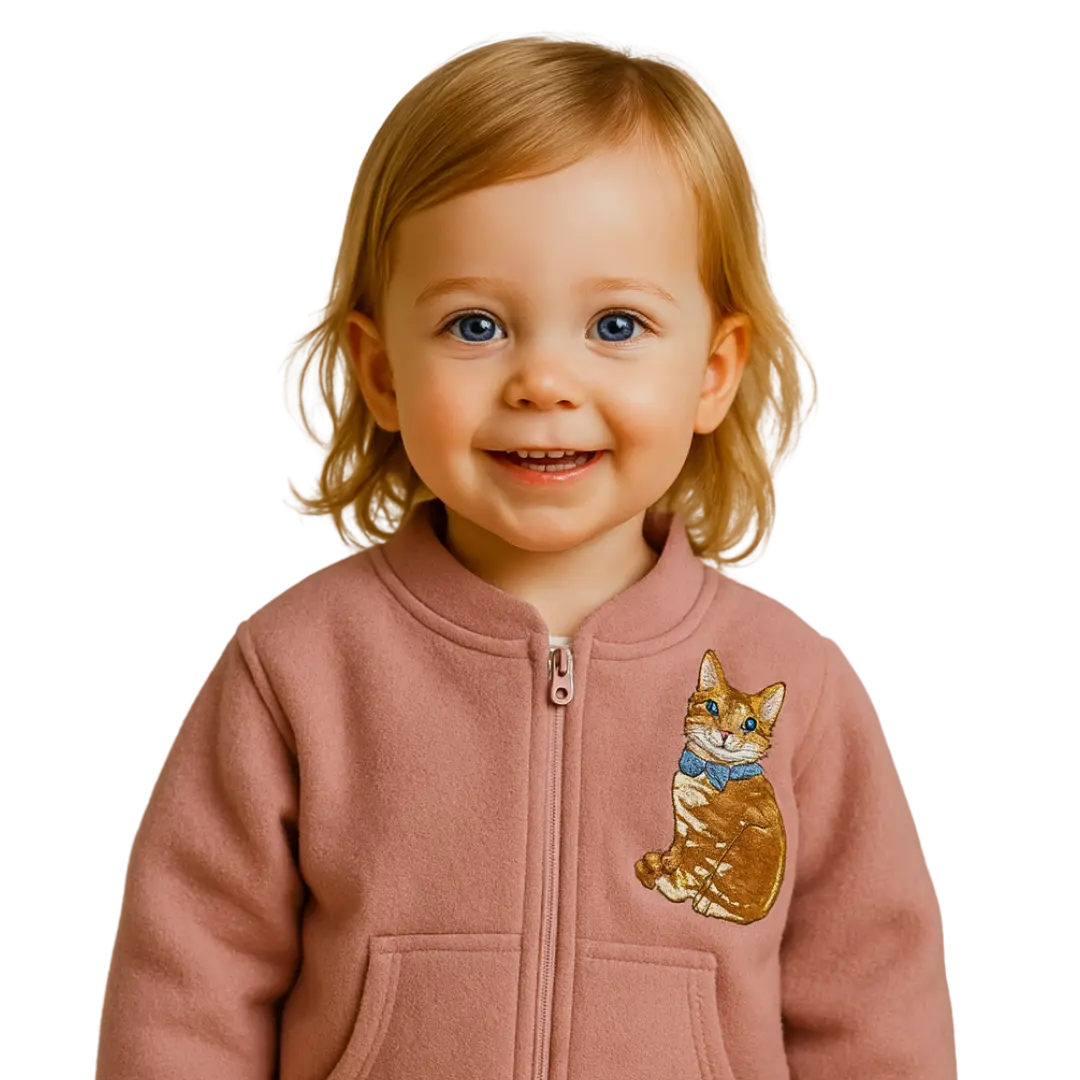 Kinder Fleecejacke - Katzenstickerei MINTIMONKS