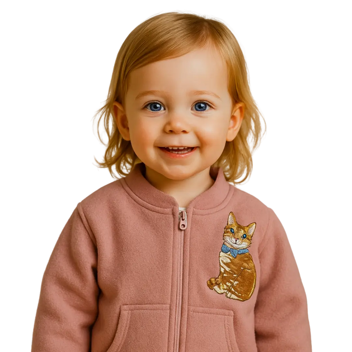 Kinder Fleecejacke - Katzenstickerei MINTIMONKS