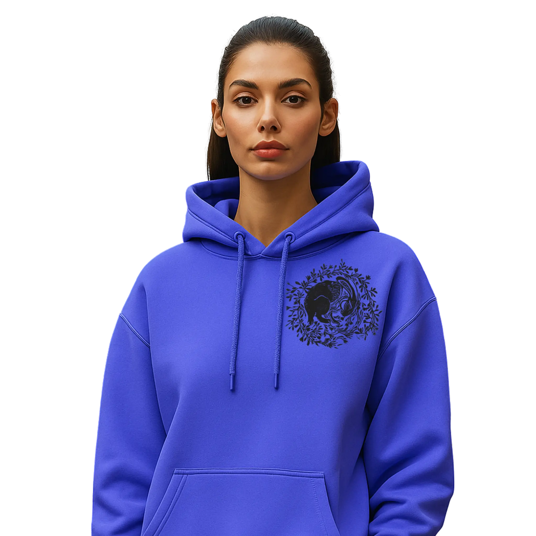 Embroidered black illustration Hoodie MINTIMONKS