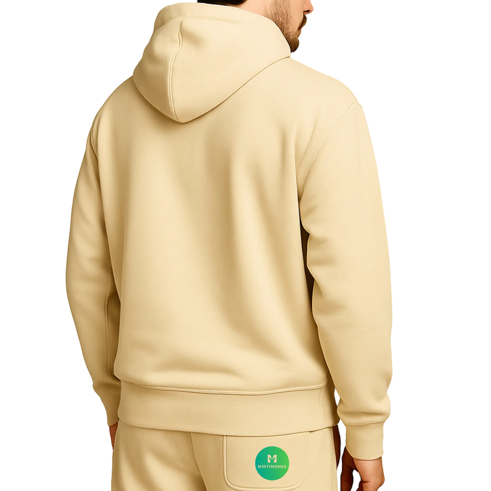 beige hoodie with minimalist lily embroidery handcrafted at stickerei wien vienna